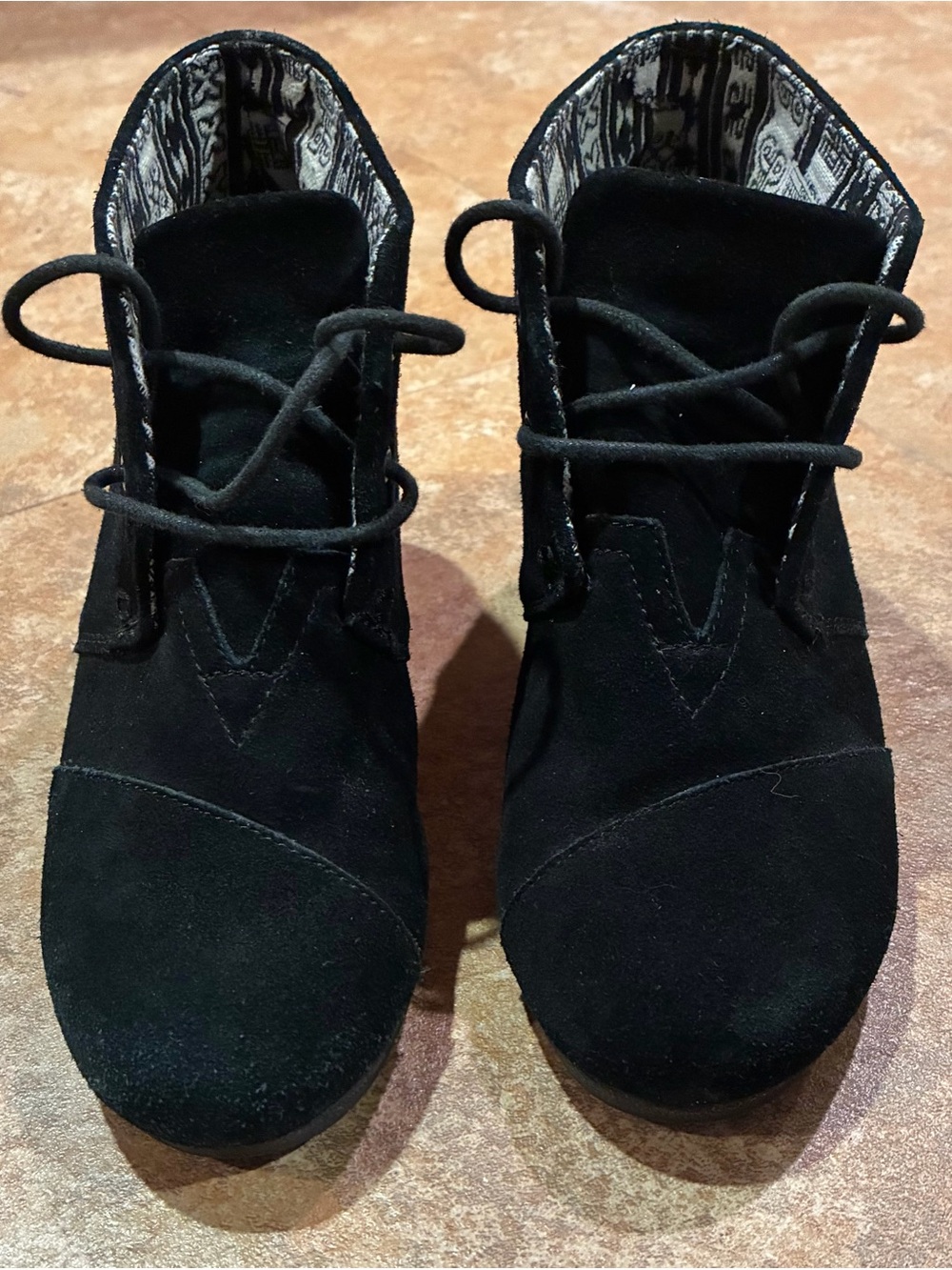 Toms Black Wedge Ankle Boots
